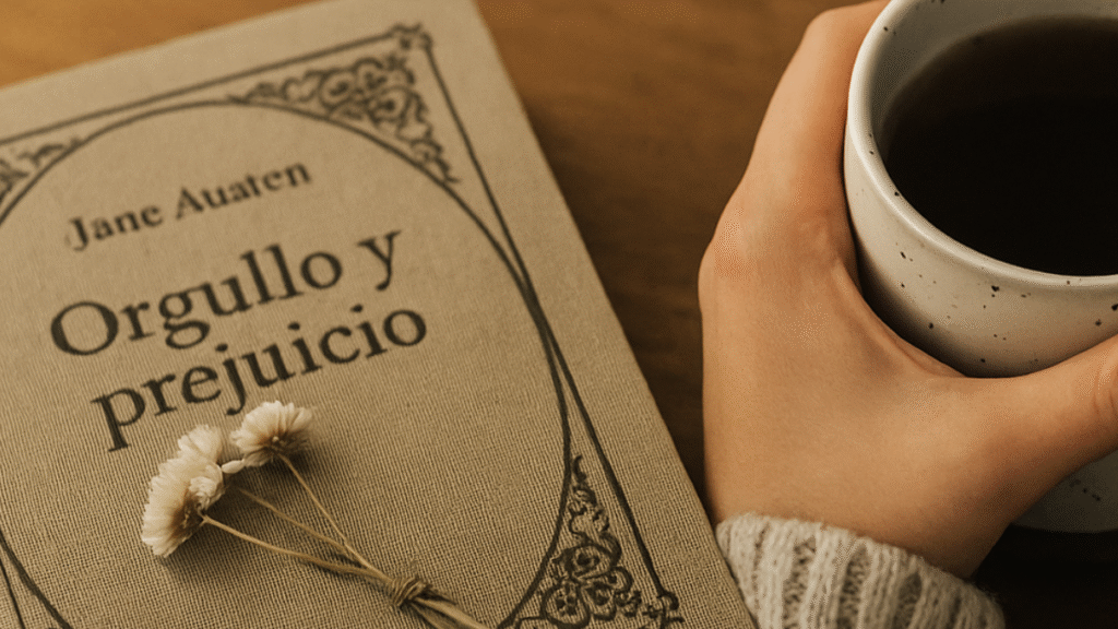 libro orgullo y prejuicio sobre la mesa